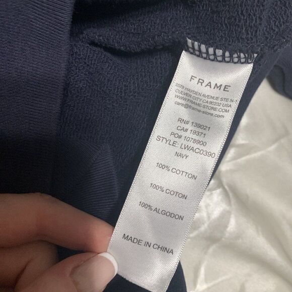 Frame Authentic Womens Navy Blue White Polo Long Sleeve Sweater Top Xs - Picture 6 of 9